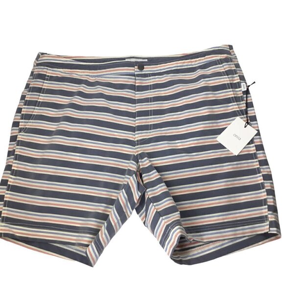 Onia The Calder NWT Americana Multi Stripe Striped Swim Trunks Shorts 38 Lined - Picture 1 of 8